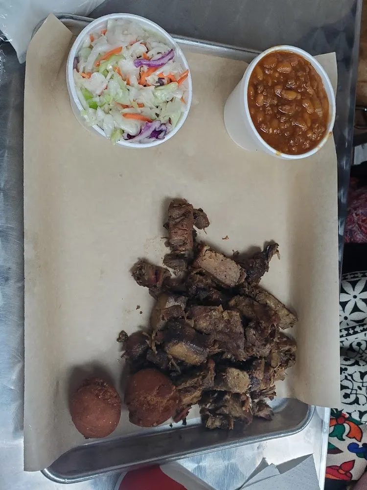 Baked Beans Coleslaw & Burnt Ends